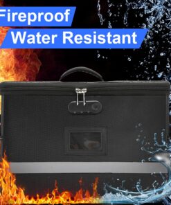 EXLIFBAG File Organizer, Fireproof File Box with Lids, Important Document Organizer Box with Lock, Portable File Folder Organizer with Handle Black 1 Layer 56 81wHypENg L