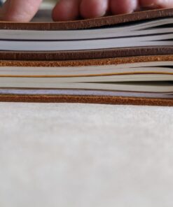 Pocket Travelers Notebook, Refillable Leather Travel Journal for Men & Women, Notebook Cover for Field Notes, Moleskine Small 3.5 x 5.5 Inches, Brown 52 81wJCjRLdlL