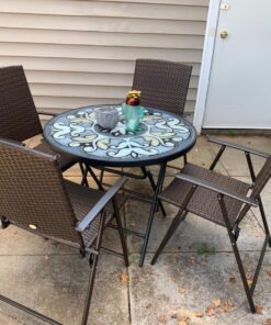 Tangkula 4 PCS Folding Patio Chair Set Outdoor Pool Lawn Portable Wicker Chair with Armrest & Footrest Durable Rattan Steel Frame Commercial Foldable Stackable Party Wedding Chair Set (24X23X37) 24X23X37 19 81wJpEIUIL 1