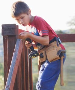 Real Leather Kids Tool Belt for Kids Woodworking Children Carpentry Carpenter Tool Apron for Boys and Girls Young Builders Gift Fits Waist Size 21 to 28 inches 13 81wLoTJ0IWL