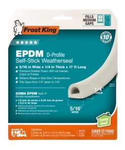 Frost King V25WA D-Section Rubber Self-Stick Weatherseal Tape, 5/16" W, 1/4" T, 17 ft L, White D-Section, 5/16" W, 1/4" T, 17 ft L, White 9 81wLohFL6XL