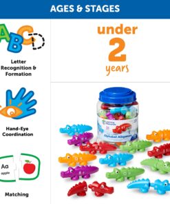 Learning Resources Snap-n-Learn Alphabet Alligators, Fine Motor Toy, 26 Double-Sidedpiece, Ages 18 Months +, Multicolor 28 81wLq4Php6L