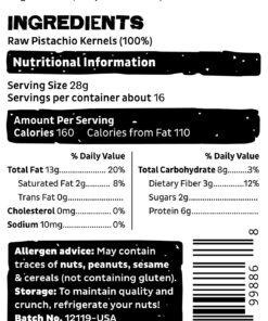 Gorilla Food Co. California Pistachios Shelled (No Shell) Kernels Raw Unsalted - 1 Pound Resealable Bag 1 Pound (Pack of 1) 5 81wP2syfnRL