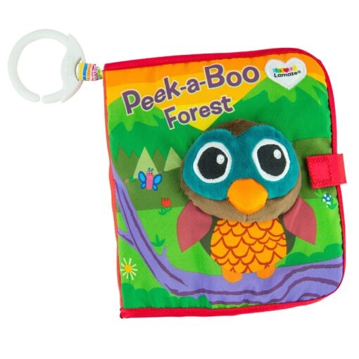 Lamaze Peek-A-Boo Forest Soft Baby Book - Clip-On Cloth Book - Washable Crinkling Fabric Pages for Sensory Play - Teething and Learning Toys for Babies - 6 Months and Up