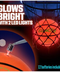 GlowCity Glow in The Dark Basketball for Teen Boy - Glowing Red Basket Ball, Light Up LED Toy for Night Ball Games - Sports Stuff & Gadgets for Kids Age 8 Years Old and Up Rubber (No Pump) 25 81wRJ7WQfGL