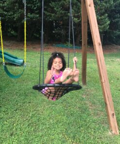 Sorbus Saucer Tree Swing- Kids Outdoor Disc Round Swing - 24" Heavy Duty 220lbs Seat- Easy Install Flying Saucer Web Circle Swing- Perfect for Gift,Playground, Birthday, Xmas, IndoorOutdoor Tire Swing Net Seat 24 inch 26 81wRj9s4omL