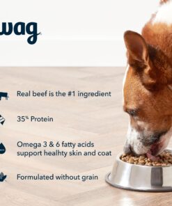 Amazon Brand - Wag Dry Dog Food Beef & Lentil Recipe with Wild Boar, 4 Pound (Pack of 1) 4 Pound (Pack of 1) 9 81wToeZX mL