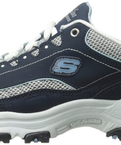 Skechers Women's D'Lites-Life Saver Memory Foam Lace-up Sneaker 7.5 Navy/White 17 81wW xKgp7L