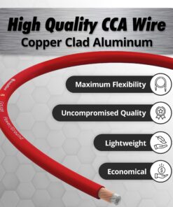 InstallGear 8 Gauge Amp Power Wire (25ft) Copper Clad Aluminum CAA - Automotive Wire, Car Amplifier Power & Ground Cable, Battery Cable, Car Audio Speaker Stereo, RV Trailer Wiring Welding Cable 8ga 25ft - Red 15 81wXBJ9aV L