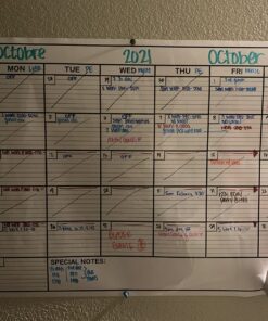 Dry Erase Laminated Jumbo Wall Calendar, Huge 24-inch by36-Inch Size, Monthly Planner for Home Office, Classroom, Large Date Boxes, Reusable Film, Never Folded, Includes 5 Markers, 8 Tacks. I Eraser White 24 x 36 - 1 month 25 81wa qp2WiL