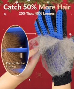 DELOMO Upgrade Pet Grooming Gloves Cat Brushes for Gentle Shedding - Efficient Pets Hair Remover Mittens - Dog Washing Gloves for Long and Short Hair Dogs & Cats & Horses - 1 Pair (Blue) 1A Blue- 1 Pair 27 81wc0LIWmrL