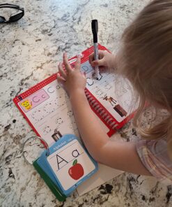 Think2Master Write & Clean Laminated Workbook & Flash Cards - Alphabet, Numbers & Words Reusable Book for PreK & Kindergarten. (1 Dry Erase Marker, 2 Rings). Learn to Read & Write, Count & Add 15 81wcEvUW7vL