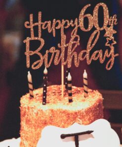 Gold Glitter Happy 60th Birthday Cake Topper,Hello 60, Cheers to 60 Years,60 & Fabulous Party Decoration 30 81wclLCq8xL
