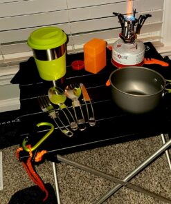 Bisgear Camping Cookware Portable Backpacking Stove Canister Stand Tripod Stainless Steel Cup Flatware Mess Kit - Camping Pot and Pans Cooking Set - Camping Gear Must Haves 12 pcs(Green) 23 81wdiMVp6DL