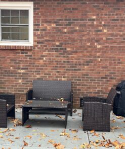 Best Choice Products 4-Piece Outdoor Wicker Patio Conversation Furniture Set for Backyard, Deck, Poolside w/Coffee Table, Seat Cushions - Brown Wicker/Beige Cushions Brown/Beige 34 81wdqvMTMwL