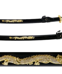 Makoto Hand Forged Sharp Samurai Sword - Crystal Golden Dragon on Saya 13 81weQsIhd3L