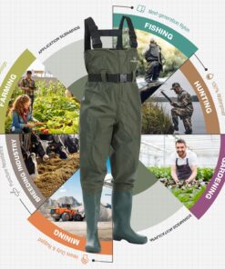 FISHINGSIR Fishing Waders for Men with Boots Womens Chest Waders Waterproof for Hunting with Wading Belt M06/W08 Green 12 81weVkdAbiL
