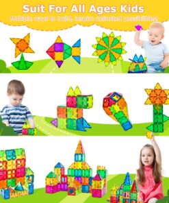 cossy 120Pcs Magnet Tiles Magnetic 3D Building Blocks Set Educational Construction Toys for 3+ Year Kids with Stronger Magnets, Rivets-Fastened, Educational, Recreational, Conventional 120 34 81wh9xwMscL