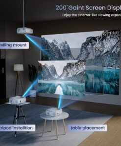 4K Support Projector with Wifi and Bluetooth, HOMPOW Mini Portable Projectors for Outdoor Home Movie, Compatible with Laptop, Smartphone, TV Stick, Xbox, PS5 white 34 81whLXO jVL