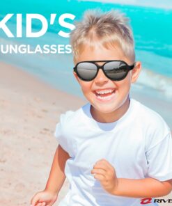 RIVBOS Kids Sunglasses Polarized UV Protection Flexible Rubber Glasses Shades with Strap for Boys Girls RBK004 004-1 Black 7 81wiOFXQzL