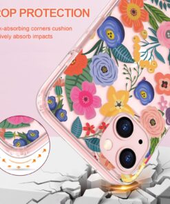 Alternative view of Anuck for iPhone 13 Case, Cute Pretty Flower Phone Case for Women Girls, Anti-Scratch Floral Pattern Design Slim Fit Soft TPU Bumper Shockproof Protective Case Cover 6.1", Garden Flowers Clear Back