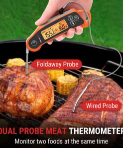 Alternative view of ThermoPro TP710 Instant Read Meat Thermometer Digital for Cooking, 2-in-1 Waterproof Kitchen Food Thermometer with Dual Probes and Dual Temperature Display for Oven, Grilling, Smoker & BBQ Upgrade