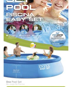 Intex 26175EH Easy Set 15 Feet by 42 Inch Round Inflatable Outdoor Backyard Above Ground Swimming Pool Set with Cover, Ladder, and Filter, Blue 15FT x 42IN 43 81wlB3QnGL 1
