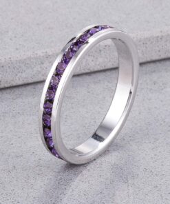 Kate Bissett Stylish Birthstone Stackables Swarovski Crystal Eternity Bands Amethyst -February 6 9 81wqALOHEbL