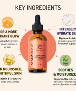 Eve Hansen Vitamin C Serum for Face | (2 OZ) Facial Serum with Natural, Organic Hyaluronic Acid, Vitamin E and Aloe Vera | Brighten, Reduce Appearance of Wrinkles, Fine Lines and Dark Spots 2 Fl Oz (Pack of 1) 24 81wscz3ztSL