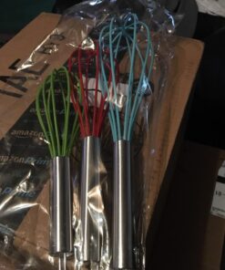 Silicone Whisk Set of 3 - Silicone Whisks for Cooking Non-Scratch - Silicone Whisk Set - Hand Whisk - Wisk - Metal Whisk - Small Whisk - Mini Whisk - Stainless Steel Whisk Multicolor 29 81wv7zNrdCL