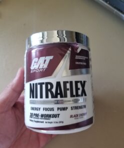 GAT SPORT Nitraflex Advanced Pre-Workout Powder, Increases Blood Flow, Boosts Strength and Energy, Improves Exercise Performance, Creatine-Free (Black Cherry, 30 Servings) Black Cherry 30 Servings (Pack of 1) Standard Packaging 20 81wvhG1dxrL