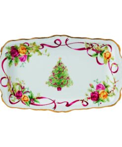 Old Country Roses Christmas Tree Sandwich Tray