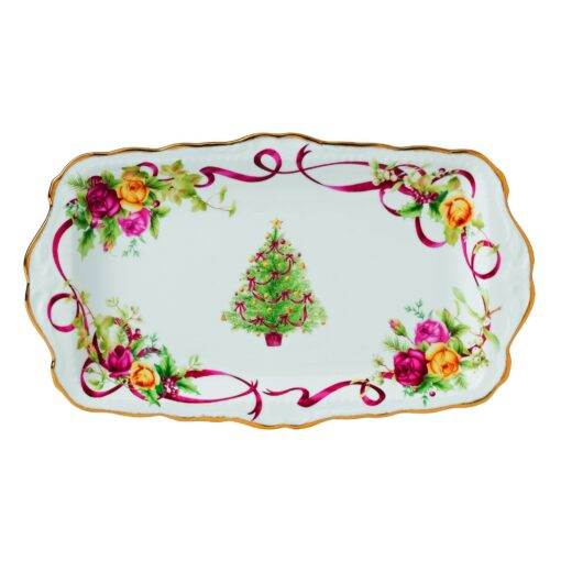 Old Country Roses Christmas Tree Sandwich Tray