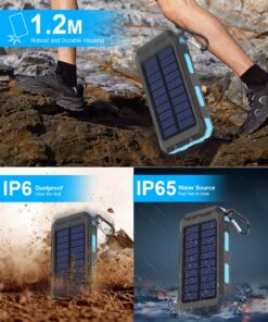 ERRBBIC Solar Power Bank Portable Charger 38800mah Waterproof Battery Backup Charger Solar Panel Charger with Dual LED Flashlights and Compass for All CellPhones, Tablets, and Electronic Devices Blue 1 Count (Pack of 1) 24 81wwqUiLkL 1