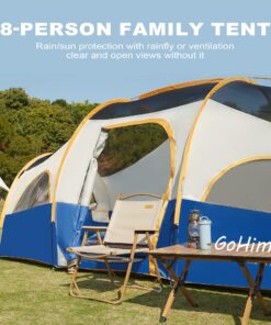 GoHimal 8 Person Tent for Camping, Waterproof Windproof Family Tent with Rainfly, Divided Curtain Design for Privacy Space, Portable with Carry Bag Blue 16 81x JiIhsDL