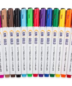 June Gold 32 Assorted Colored Dry Erase Whiteboard Markers, Fine/Bullet Tip, 2 sets of 13 Unique Colors With 8 Black Markers, Low Odor, Slim Barrel & Vivid Lines 32 Colored Bullet Tip Markers 21 81x qw7EQL