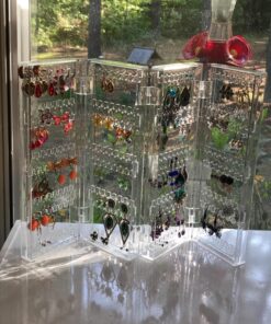 TheJD Foldable Acrylic Earring Screen Stand Holder - Upto 144 Pairs Earring Display Showcase Folderble Stand 22 81x1FPjHabL