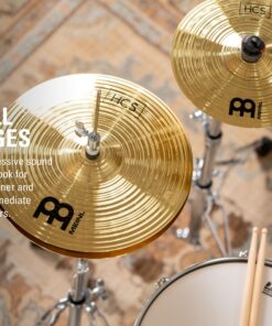 Meinl Cymbals HCS Cymbal Set Box Pack for Drums with 13" Hihats, 14" Crash, Plus Free 10" Splash, Sticks, Lessons — Made in Germany — Durable Brass, 2-Year Warranty, Traditional Finish (HCS1314 27 81x2EMjDvL