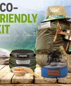 Wealers Camping Cookware 11 Piece Outdoor Mess Kit Backpacking| Trailblazing add on | Compact| Lightweight| Durable with Chef Pots, Bowls, Utensils and Mesh Carry Bag Included (11 Piece Set) 22 81x5MbsdVFL