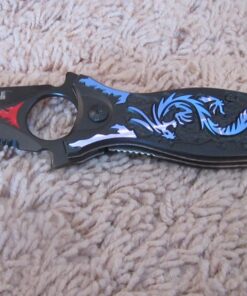 TAC Force TF-707 Series Assisted Opening Folding Knife, Black Half-Serrated Blade, Dragon Handle, 4-1/2-Inch Closed Blue 45 81x64JdYSdL