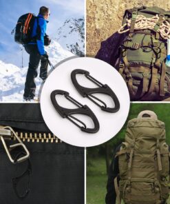 S Shaped Double Carabiner Keychain 1.6 Inch Dual Gate Binder Carabiner Ideal for Camping Traveling(Black, Silver,Dark Grey) Black 40.0 13 81x7P1kiySL
