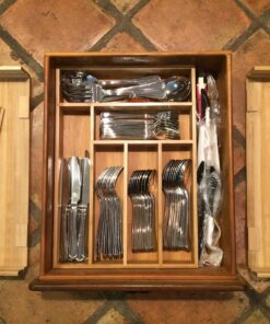 Expandable Bamboo Silverware Organizer 6-8 Slots Adjustable Amazing Drawer Inserts with Deep Dividers. EASY TO INSTALL, Storage of Flatware , Cutlery, Wooden or Stainless Utensil - Kitchen Knives 35 81x7VN njDL 1