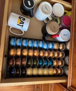 Nifty Vertuoline Rolling Coffee Pod Drawer – Satin Black Finish, 40 Pod Capsule Holder, Compact Under Coffee Pot Storage, Office or Home Kitchen Counter Organizer Satin Black Finish | 40 Pod Capsule Holder 39 81x80W84RkL