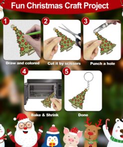 Warckon 24Pcs Christmas Shrink Plastic Kit Include 12Pcs Pre-Printed Christmas Shrinky Plastic Paper and 12Pcs Blank Shrinky Plastic Sheets for Halloween Kids Creative Craft 9 81x9Y4X cL