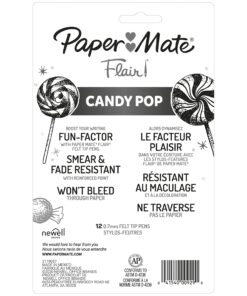 Paper Mate Flair Felt Tip Pens, Medium Point (0.7mm), Limited Edition Candy Pop Pack, Assorted Colors, 12 Count 12 Count (Pack of 1) Medium Tip 18 81xAHZkImdL