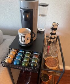 RECAPS Coffee Pod Holder Pod Drawer Storage Pods Holder Coffee Capsules Kitchen Organizer Compatible with Vertuoline Vertuo Stores 40 Capsules Black Color Cast Iron 42 81xAbVnUtvL