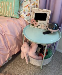 Amazon Basics Round Storage End Table, Side Table with Cloth Basket, Mint Green/Heather Gray, 18 in x 18 in x 19 in 39 81xCIOohBgL