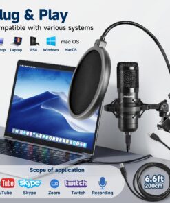 USB Microphone Podcast Equipment Bundle Microphone for PC 192khz/24bit Studio Cardioid Condenser Mic Kit Gaming Mics Studio Microphone for Singing, Streaming Microphone for Recording with Mic Boom Arm 11 81xE9UltzdL
