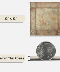 Nexus Self Adhesive 12-Inch Vinyl Floor Tiles, 20 Tiles - 12" x 12", Spanish Rose Pattern - Peel & Stick, DIY Flooring for Kitchen, Dining Room, Bedrooms & Bathrooms by Achim Home Decor 33 81xFOHzef0L