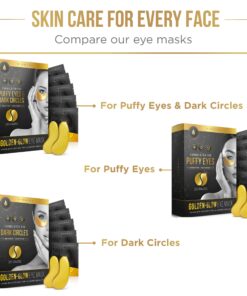 DERMORA Golden Glow Under Eye Patches (20 Pairs Eye Gels) - Rejuvenating Treatment for Dark Circles, Puffy Eyes, Refreshing, Revitalizing, Travel, Wrinkles 20 Count (Pack of 1) 27 81xH yCfTPL